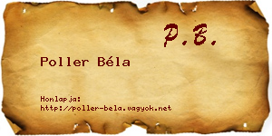 Poller Béla névjegykártya